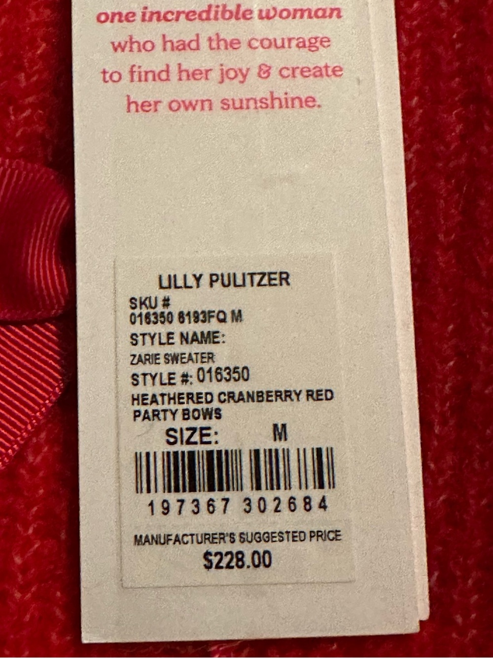 Lilly Pulitzer Zarie Sweater Heartherd
Cranberry Red Party Bows - Picture 10 of 12